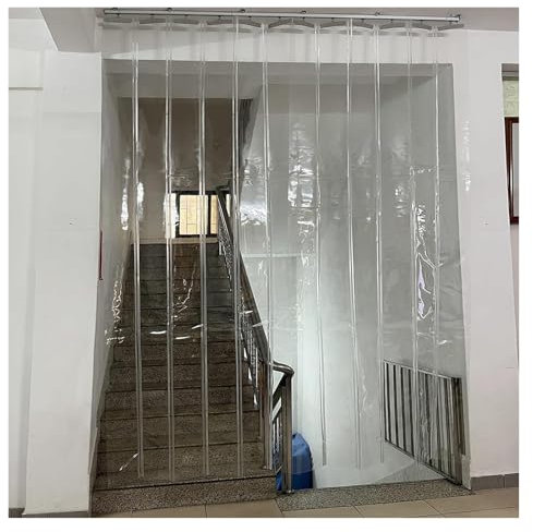 WXQTM PVC-Streifenvorhang Durchsichtiger Streifenvorhang 2mm Dicke Leicht zu Montieren Industrielle Türvorhänge, für Lagerhallen Garagen Kühlräume (1.5x2.6m)