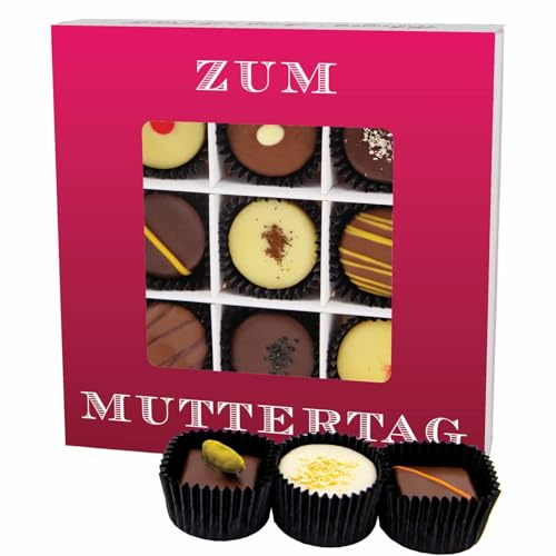 Hallingers Genuss Manufaktur Pralinen Muttertagsgeschenk – mit & ohne Alkohol, handgemacht & zart schmelzender Edelkakao in edler Geschenkbox, feine Confiserie-Qualität besondere Geschenkidee für Mama