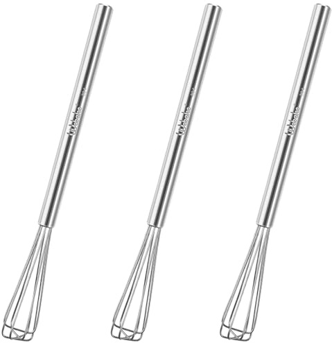 Webake Mini Schneebesen für Tassen Edelstahl 3 Stück 26cm Klein Schneebesen Set für Mixen, Verquirlen, Rühren, Schlagen