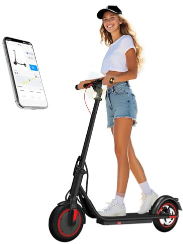Electric Scooter,Electric Scooters Adult,10”Solid Tires,25-30km Range,Top 450W Power, Foldable Electric Scooters with APP,Double Braking System E Scooter for Adults and Teens,Max Load 120kg