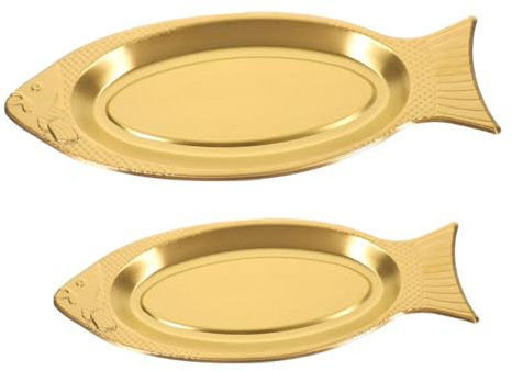 OFFSCH 2piezas Plato De Pescado De Acero Inoxidable Plato Forma De Pez Bandeja Para Cocinar Pescado y Servir Aperitivos Fiestas