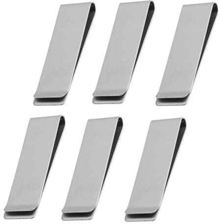 Geldklammern aus Edelstahl, Geld- und Kartenhalter, Robuste und Superschlanke Geld- und Kartenhalter, Minimalistische Geldbörsenklammern, Ideal für den Alltag,6 Stück