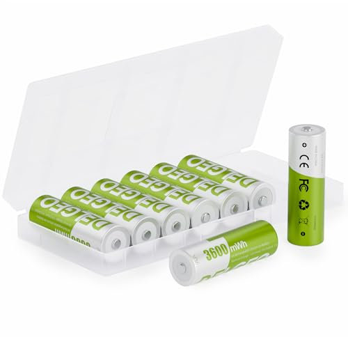 Baterías de Litio Recargables AA 8 Paquetes, 3600 mWh de Alta Capacidad 1,5 V Pilas AA, batería de Litio Recargable de Larga duración