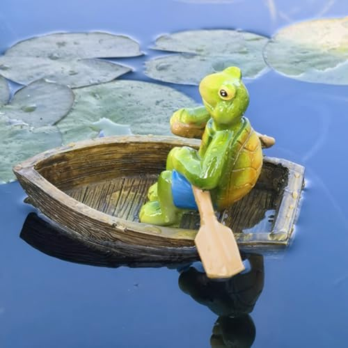 Figura decorativa da giardino, laghetto, rana galleggiante, decorazione da giardino, per esterni, resistente alle intemperie, in resina, mini stagno, decorazione da giardino, per esterni, laghetto