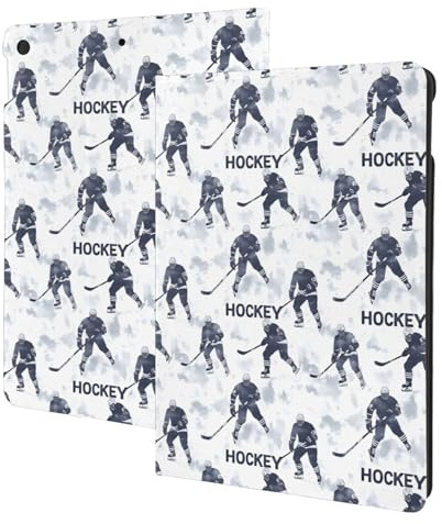 Impression sport de hockey moderne compatible avec iPad 9e/8e/7e génération, étuis de tablette compatibles avec iPad 10,2 pouces, veille/réveil automatique, support folio