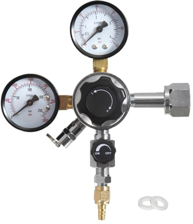 TOOSOAR Riduttore di Pressione CO2,con Due Misuratori,per Birra, Produzione di Birra, Impianto di Spillatura Della Birra