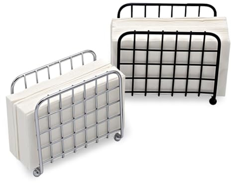 2 Stück Serviettenhalter, Serviettenständer aus Metall 12 X 6,5 cm Servietten Halter Moderner Papierhandtuchhalter für Restaurant Hotel Café Küche (Schwarz, Silber)