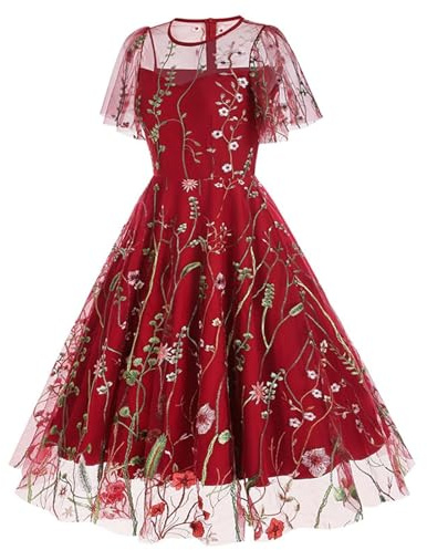 Robe Années 50 Vintage Femme Retro Glamour Pin-Up Chic Et Elegant Robes sans Manche Dos Nu Années 1950 Swing Décontractée Dress De Soirée Fête Cérémonie Retour Soirée