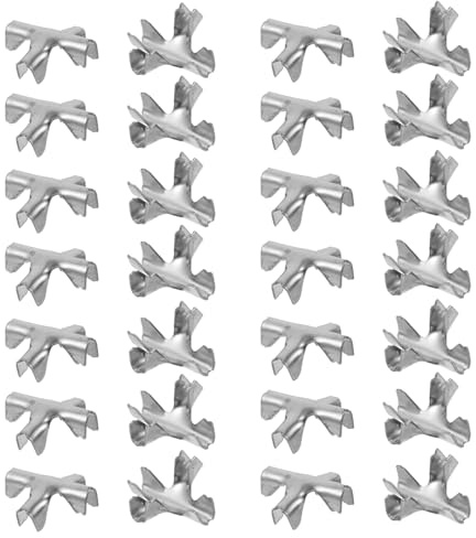 KOMBIUDA Boucles en Croix Invisibles en Acier Inoxydable 3.0 Mm, 100 Pièces, Connecteurs Transversaux pour Filet Antivol, Clips pour Câble Métallique de Sécurité, Fixation Solide