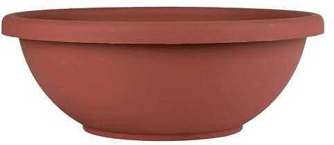The HC Companies 24 Inch Large Garden Bowl Planter - Shallow Plant Pot with Drainage Plug for Indoor Outdoor Flowers, Herbs, Clay