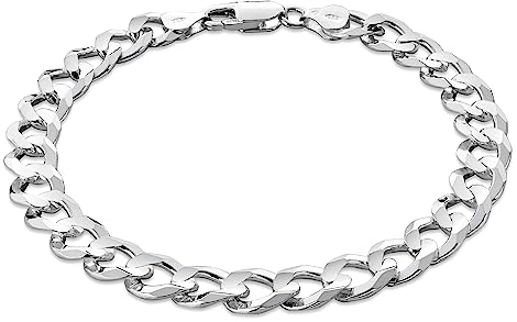 STERLL Herren Armband Aus 925 Silber Mit Robuster Panzerglieder Struktur Und Karabinerhaken Verschluss