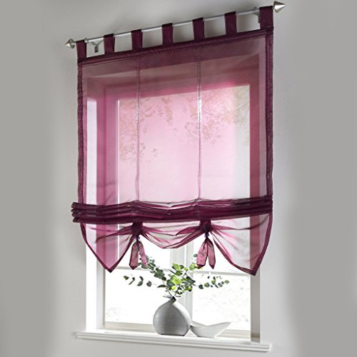 HongYa Raffrollo Voile Transparent Schlaufen Gardine BxH: 140x155cm Beere