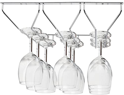 Kurtzy Chrome Glashalter Edelstahl Weinglas Halterung Weinglashalter Regal Schrankeinsatz mit Schrauben & Dübel – 34x32cm Gläserhalterung Hängend für Stielgläser – Glas Aufhängen Bar & Küche