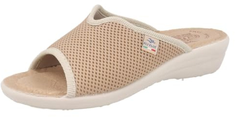 Fly Flot dam Skjorta, öppen elastisk mesh damtofflor, läder vadderad innersulaStrandsandal
