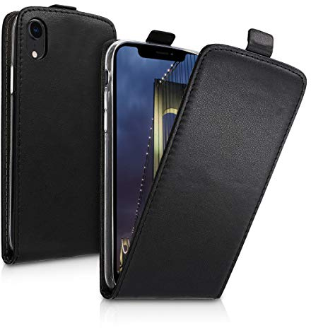 kwmobile Vertical Flip Case Compatible with Apple iPhone XR - Case PU Leather Protective Flip Cover with Magnet - Black
