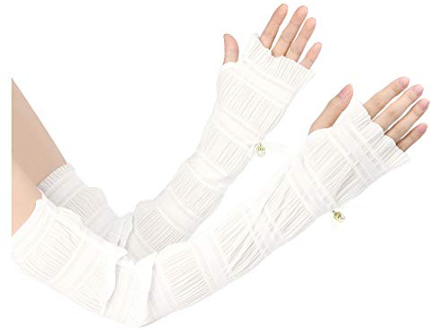 sourcing map Women Outdoor Soft Sun Block Fingerless Arm Sleeves Gloves | Lightweight and comfortable. Elastic design. Driving and biking. Finger dexterity. Opera length.