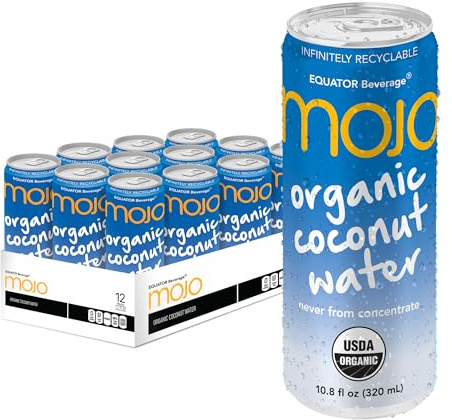 MOJO Organic Coconut Water | Hydration & Sports | Electrolytes 1043 mg | Vitamin B & C | Super Hydration for Skin & Body | 11.1 Oz (Pack Of 12)