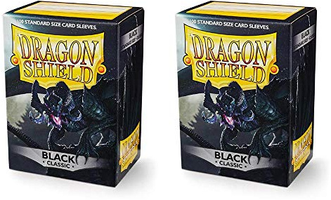 Dragon Shield Classic, Schwarz/Black Card Envelopes (2 Packs, 2 x 100) for TCGs Pokemon MTG Magic