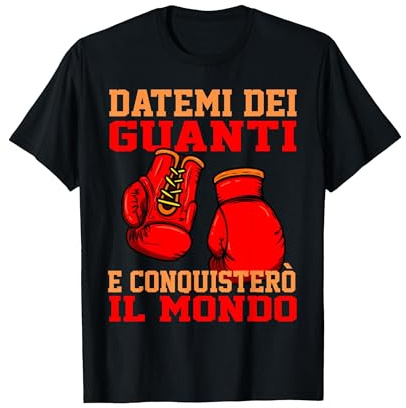 Regalo Divertente Pugilato Guantoni Boxe Muaythai Kickboxing Maglietta, Uomo, Nero, M