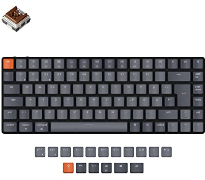 Keychron K3 Ultra-schlankes kabelloses mechanisches deutsches ISO-DE-Layout Low-Profile Optischer Brauner Schalter Hot-Swap-fähige weiße Hintergrundbeleuchtung Gaming-Tastatur für Mac Windows