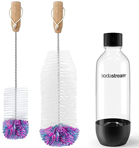 Flaschenbürste für SodaStream 1 Liter Flasche, 2 Stück Flaschen Bürste mit Antikratz Wollkopf, Schonende & Kratzerfreie Sodaflaschen Reinigungsbürste für Babyflaschen, Trinkflaschen