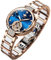OUPINKE Damen-Automatikuhr, Diamant-Armbanduhr, elegant, Skelett, mechanisch, selbstaufziehend, wasserdicht, leuchtend, Damen-Geschenke, L3183: Rotgoldenes Band und blaues Zifferblatt, Elegant