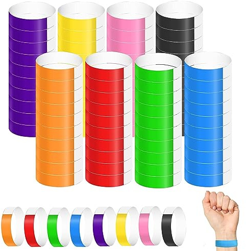 800 Braccialetti Identificativi Impermeabili di Carta Colorati, Scrivibile per Parchi Divertimento, Concerti, Eventi e Feste