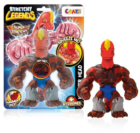 Craze Legends Stretchy Hammer Head – elastiska actionfigurer för barn, stretchiga superhjältefigurer att samla på med slimfyllning
