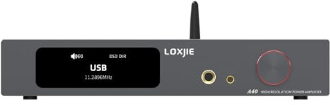 LOXJIE Amplificateur de puissance audio HiFi A40, puce MA5332MS, puce NJW1194, décodage complet MQA, prise en charge de la transmission DSD, XU-316, Bluetooth 5.1, avec télécommande (gris)