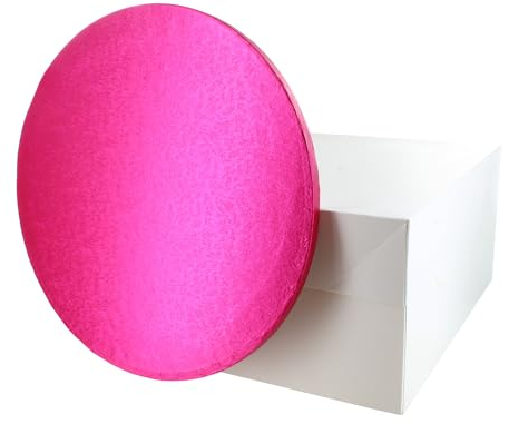 Culpitt Cerise Board & Box Set | 12 | White Cake Box & Drum, Transport & Protection Combo - Pink