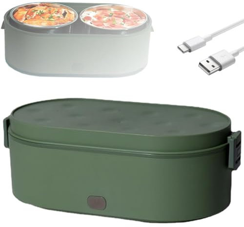 Lunch Box Riscaldato Elettrico, Lunch Box Riscaldato Elettrico per Auto, Lunch Box Riscaldati per Adulti, Lunch Box Scaldavivande Portatile con 2 Container Lunch Box Riscaldati, per Auto Ufficio