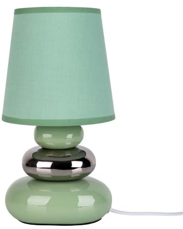 Tischlampe Tischleuchte Nachttischlampe Keramik mintgrün Leselampe Textil H 31cm