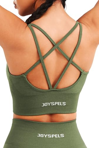 JOYSPELS Womens Seamless Longline Sports Bra Yoga Top Green L
