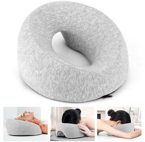 Mineup Massagekissen Kopf Loch, Massage-Gesichtswiegenkissen, Massage Kopfstütze Für Bett, U-förmiges Massage Gesichtskissen aus memorys-Schaum für Spa Salon Massagebett, Hellgrau