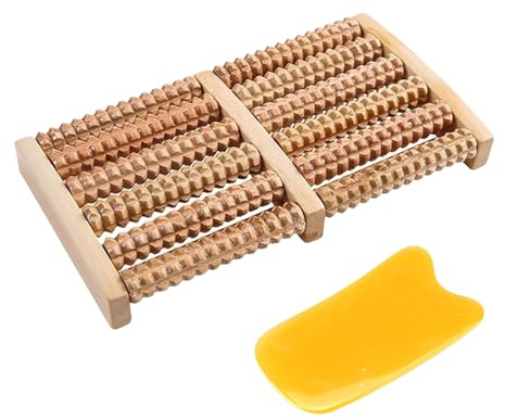 Lonwiner Fußmassageroller Holz, Fussmassagegerät Faszienrolle Fuß Fußmassageroller Massageroller, Protokollfarbe (klein)