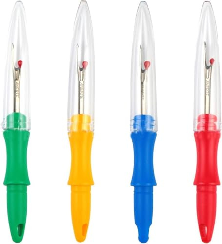 CriPrix - Juego de 4 Descosedores de Costura Multicolores, Herramienta Manual para Punto de Cruz, Verde, Amarillo, Azul y Rojo