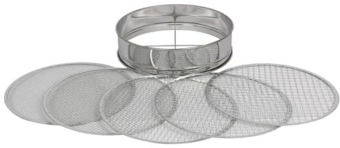 Harbour Housewares 5-Filter Garden Riddle Sieve - 30cm - 1x Heavy Duty Stainless Steel Fine Mesh Metal Gardening Soil Stones Compost Sand Gravel Dirt Earth Sifter Seed Bucket