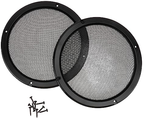 SHINEOFI 2 pièces Couvre Haut Parleur Automobile Membrane de Protection Acier pour Haut Parleur et Caisson de Basse Noir