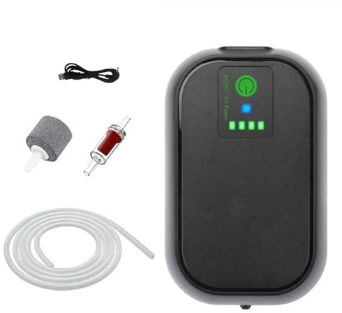Aérateur Rechargeable pour Seau à Appâts - Pompe à Oxygène Silencieuse Portable Autonomie 24H - pour Pêche Aquarium - Kit Air Pump avec Câble USB