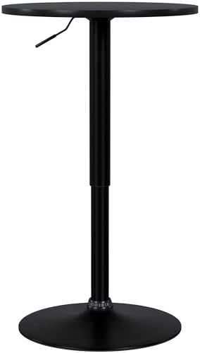 CLP Stehtisch rund höhenverstellbar Xanten, Bartisch drehbar mit stabilem Gaslift, Metallgestell pulverbeschichtet rutschfest, Farbe:schwarz/schwarz, Größe:Ø 52 cm