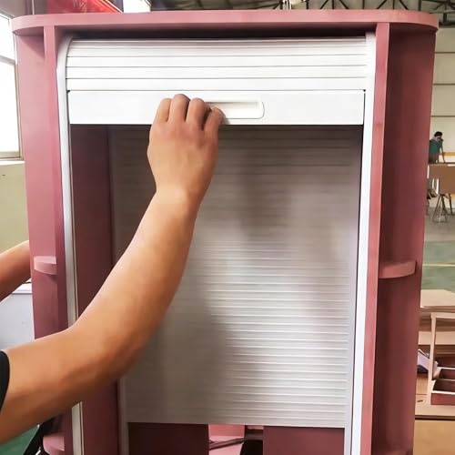 Innovz Tambour Door Kit Pantry Cabinet Shutter Door, Small Spaces Roll Up Sliding Pull-Down Gate, Retractable ABS Wardrobe Cupboard Door(46x51cm(18x20in))