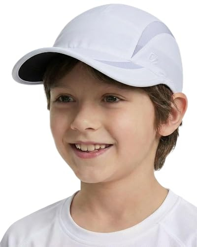 GADIEMKENSD Cappello sportivo per bambini, Asciugatura rapida UPF 50+, Mesh traspirante, Cappellino estivo per ragazzi e ragazze, Cappello da baseball leggero per corsa, golf, tennis, spiaggia, Bianco