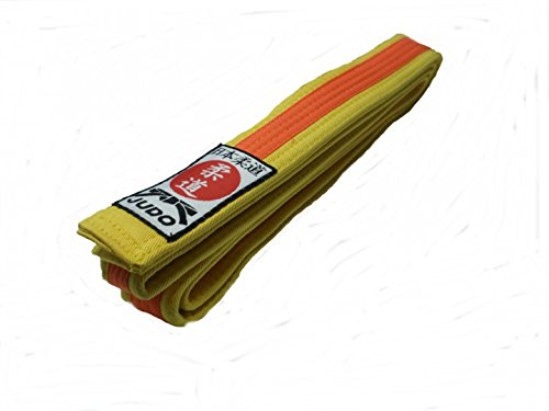 Budodrake Judogürtel gelb-orange Mittelstreifen mit Judo-Label (240)