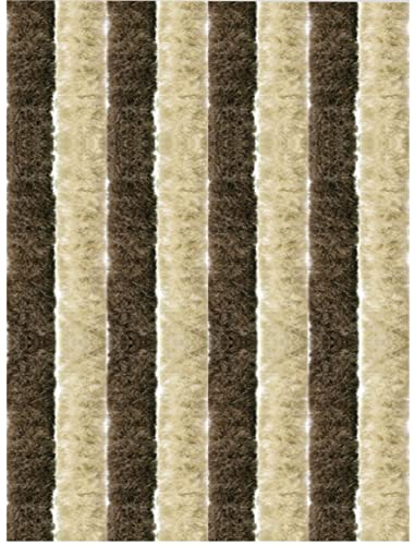 Arsvita Insektenschutzvorhang 56x185 cm (Breite x Länge) Flauschvorhang in Beige & Braun für Wohnmobil, Wohnwagen, schmale Türen, Fadengardine Ø4cm