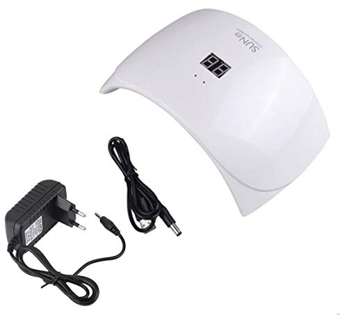 Crisnails ® Secador de Uñas 24W Lámpara LED Sun 9S Profesional con Temporizador para UV Gel/Gel de Constructor/LED Gel Luz Blanca (Blanco)