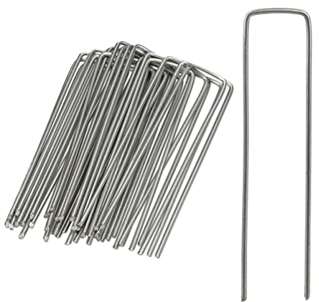 Relaxdays 100er Set Bodenanker, Rostbeständig, Angeschrägte Enden, Zum Einschlagen, 15 cm lang, Verzinkter Stahl, Erdanker, Silber