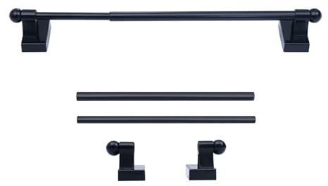 Varillas magnéticas ajustables para electrodomésticos de metal, puertas, ventanas, 9 a 16 pulgadas, paquete de 2, barra de toalla de inodoro de fácil instalación, multiusos (negro, paquete de 2)
