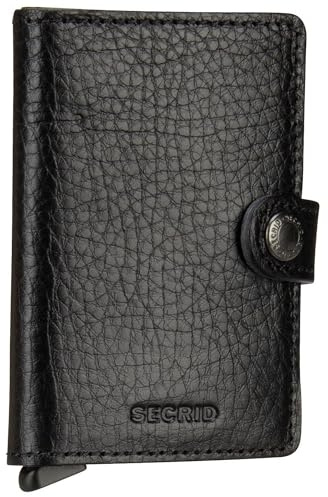 Secrid Miniwallet Kartenetui Black-Black aus Leder für 4 Karten mit oder 6 Karten ohne Prägung, Maße: 10,2 x 6,5 x 2,1 cm, MVg-Black-Black