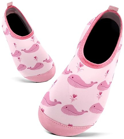 Kids Swim Water Shoes Toddlers Baby Aqua Socks Quick Dry Pool Beach Barefoot for Girls Children(Whale Pink,4/4.5 UK Child,20/21 EU)