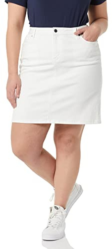 Amazon Essentials Falda Vaquera clásica con 5 Bolsillos (Disponible en Tallas Grandes) Mujer, Blanco, 44